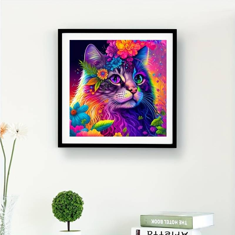 EXA Colorful Cat Diamond Painting 5D Full Round Diamond Mosaic Kit Cro –  EXact Zibi